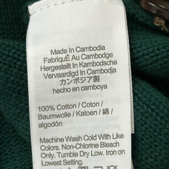 J.Crew Men’s Emerald Green Cable Knit Button Up Short Sleeve Cardigan Sweater - Picture 5 of 6